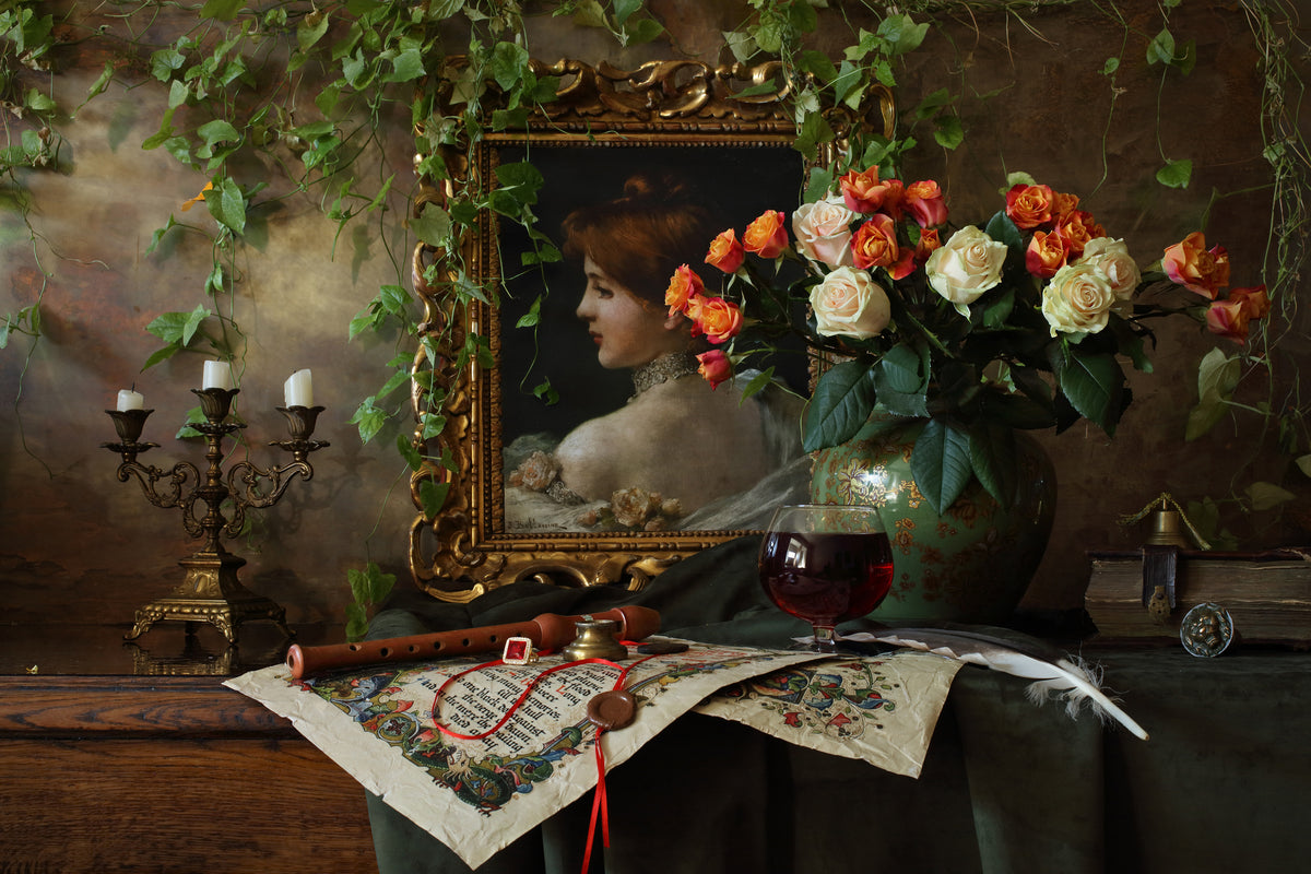 aluminium-print-still-life-with-flowers-and-picture