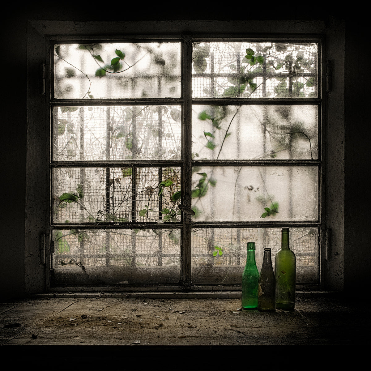 4-piece-aluminium-print-still-life-with-glass-bottle