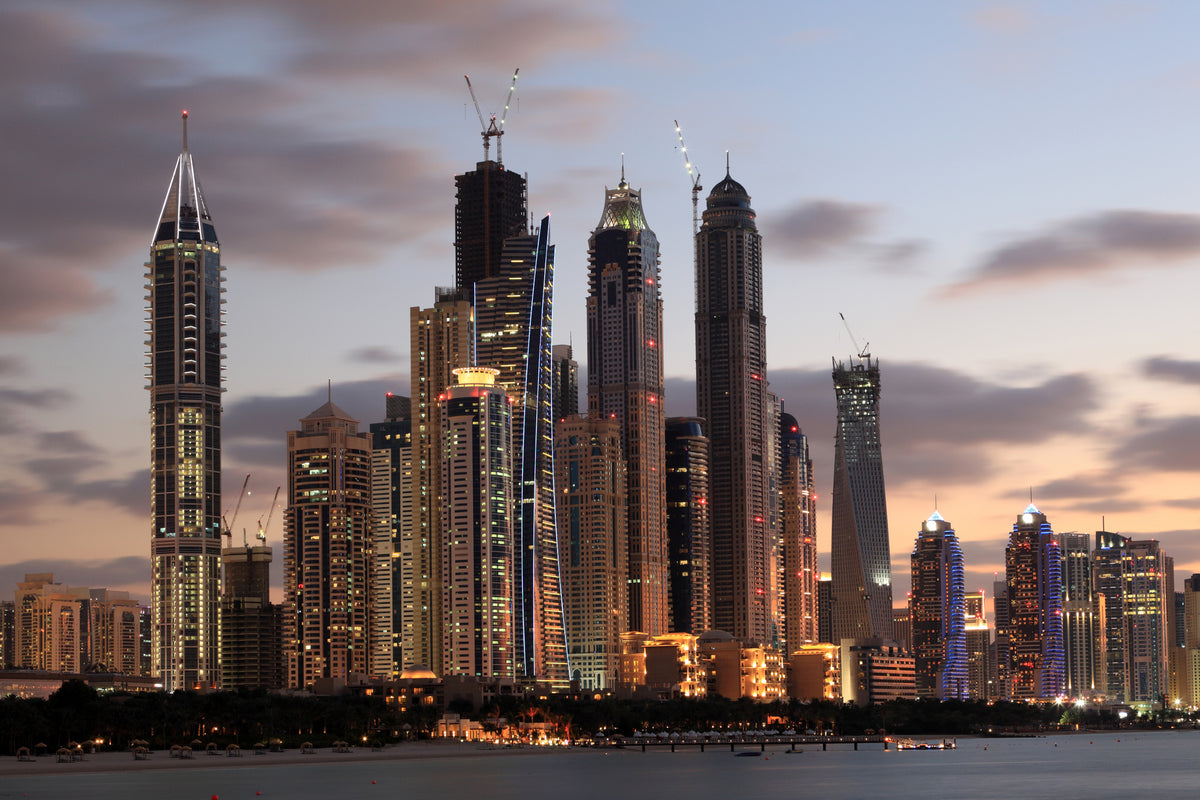 acrylic-print-skyline-dubai-at-sunset