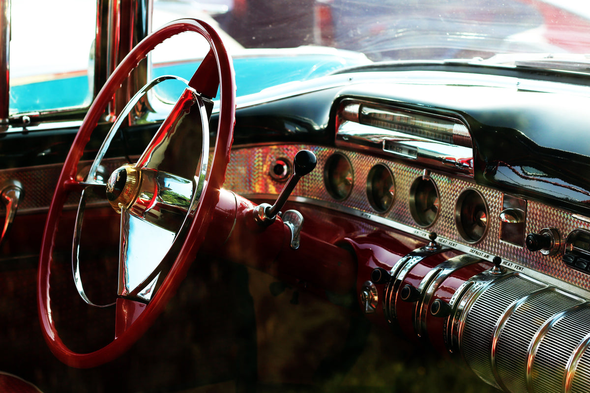 3-piece-acrylic-print-interior-of-a-vintage-car