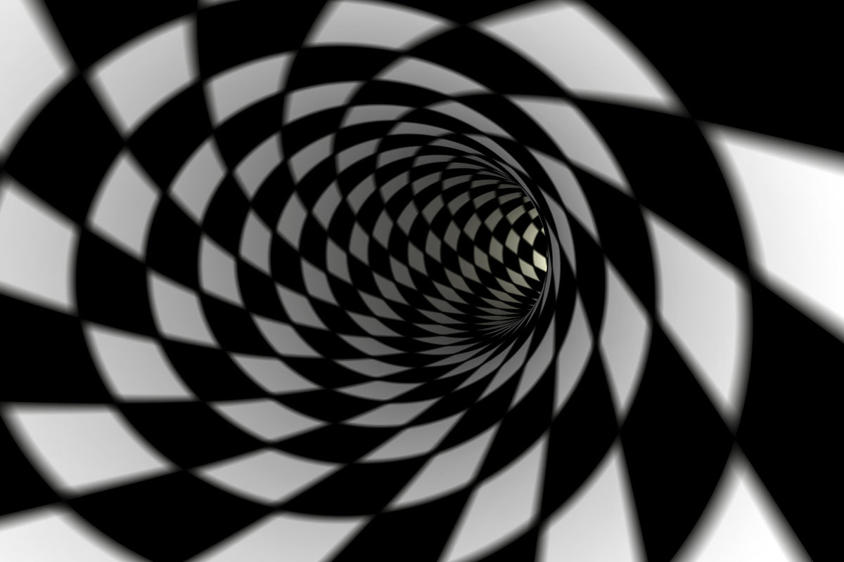 3-piece-aluminium-print-abstract-tunnel-black-white
